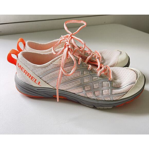 Merrell Vibram Women's White Orange Mesh Athletic #1231732 Running Shoes Sz. 6 - Picture 7 of 11